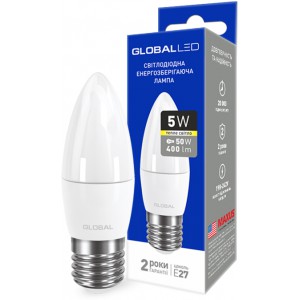 Светодиодная LED лампа GLOBAL C37 CL-F 1-GBL-131 5W 3000K 220V Е27 АP